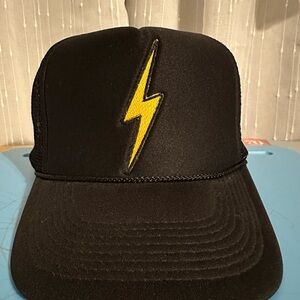 Aviator Nation Black Hat with Yellow Lightning Bolt